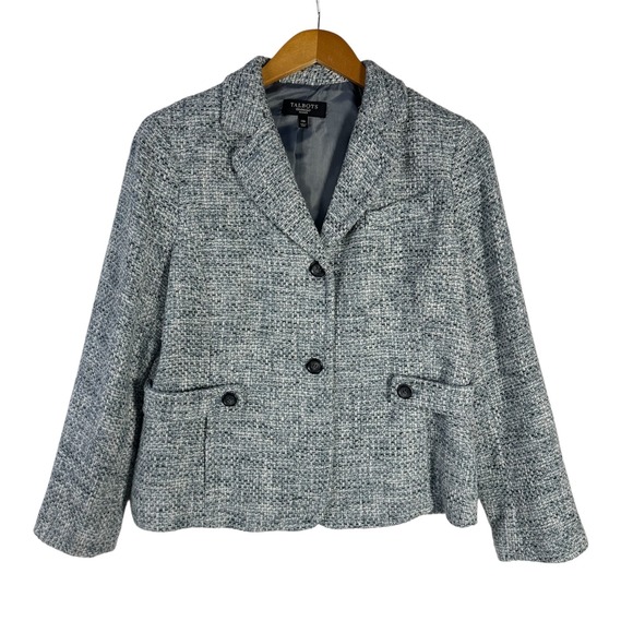 Talbots Jackets & Blazers - Talbots Tweed Blazer Women's 14P Petite Blue Lined Classic Casual Professional